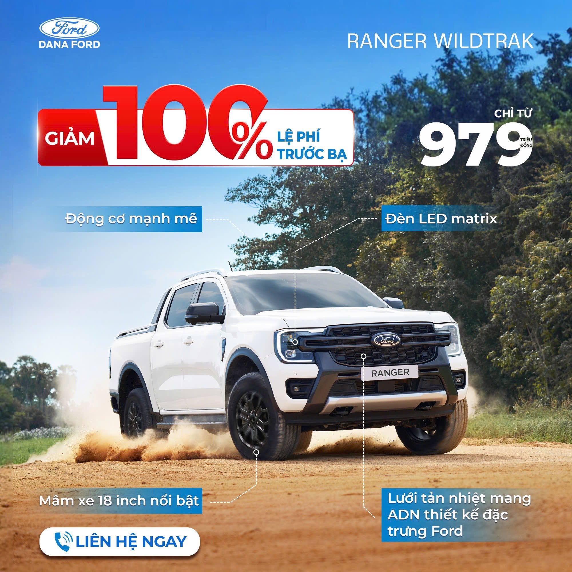 Ford Ranger Wildtrak ưu đãi tương đương 100% lệ phí trước bạ